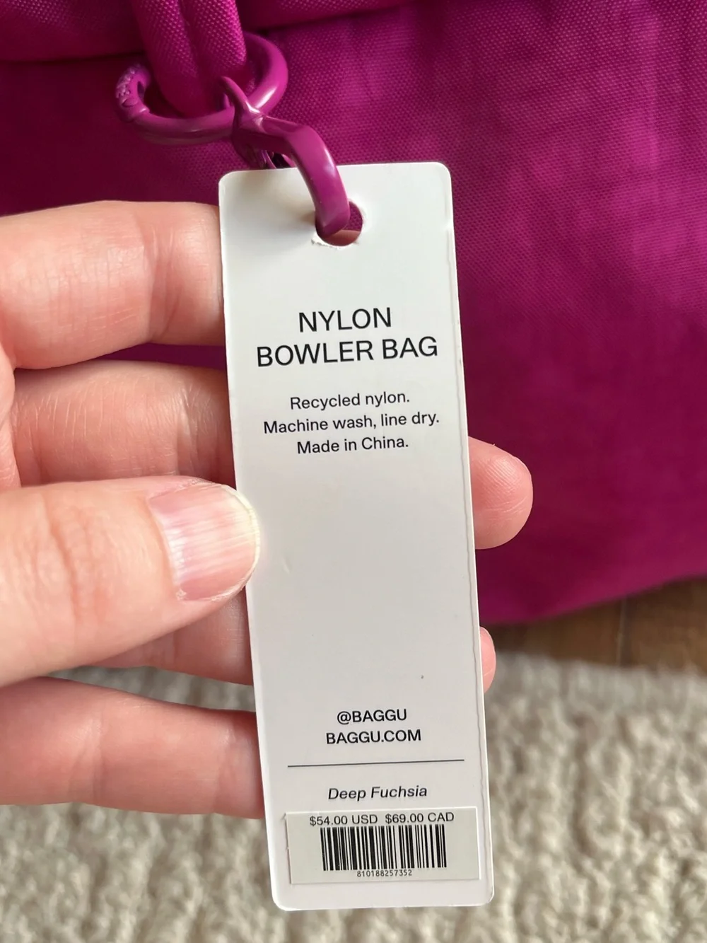 BAGGU Deep Fuchsia Bowler Bag BNWT - Picture 14 of 15